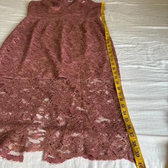 Dress the Population Mauve Gold Lace Leilani Illusion Hem Midi Dress • Size XL - Picture 11 of 16
